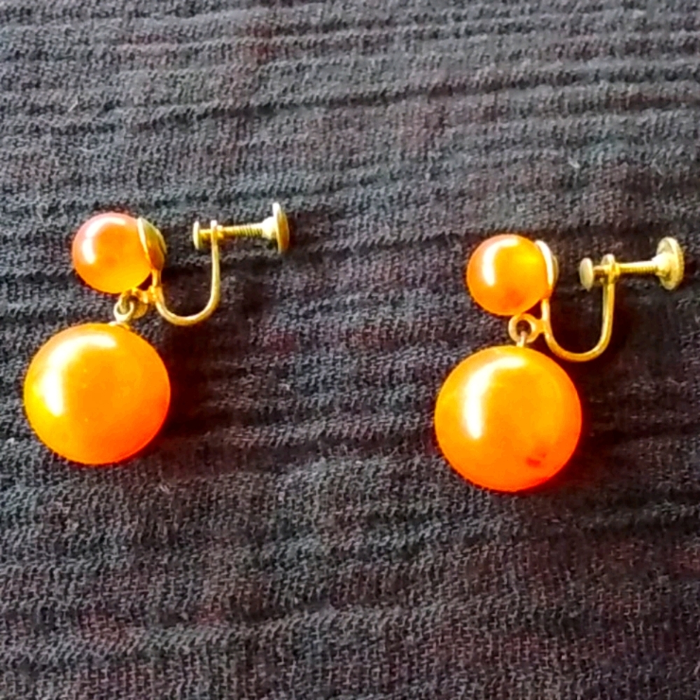 Vintage amber bakelite earrings.